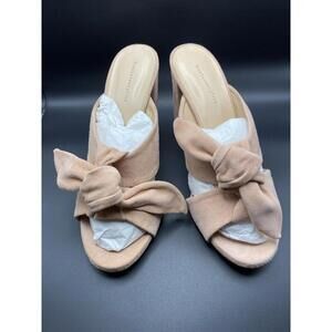 Five seventy five Women's Pink Suede Knot Block Heel Sandals Size 10/10.5